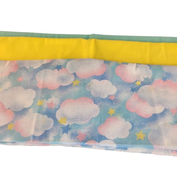 Pastel Cloud Patterned Fabric Bundle Cotton Yellow & Green Solid Matching Fabric - Picture 4 of 5